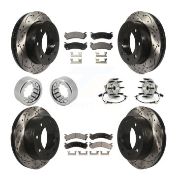 Front Rear Hub Bearings Coated Disc Brake Rotors And Pads Shoes Kit (10Pc) For Hummer H2 KBB-111380