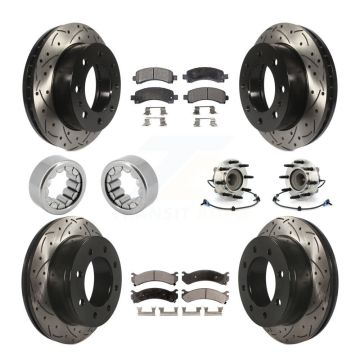 Front Rear Hub Bearing Coated Brake Rotor Pads Shoe Kit (10Pc) For Chevrolet Express 2500 KBB-111381