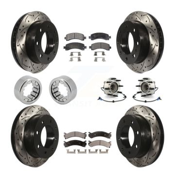 Front Rear Hub Bearing Coated Brake Rotor Pads Shoe Kit (10Pc) For Chevrolet Express 2500 KBB-111383