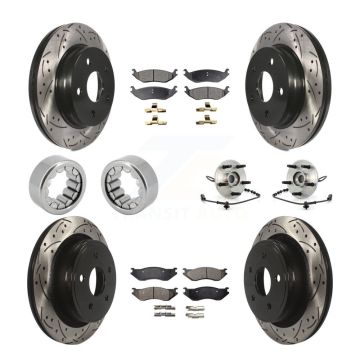Front Rear Hub Bearing Coated Disc Brake Rotor And Pad Shoe Kit (10Pc) For Dodge Ram 1500 KBB-111386