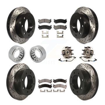Front Rear Bearing Coated Brake Rotor Pad Shoe Kit (10Pc) For Chevrolet Silverado 2500 HD KBB-111391