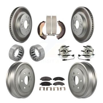 Front Rear Hub Bearing Coat Brake Rotor Pads Shoe Kit (10Pc) For Chevrolet Silverado 1500 KBB-111415