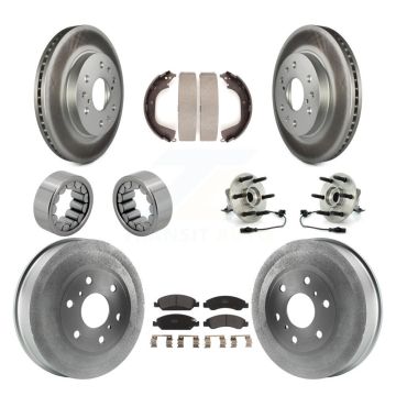 Front Rear Hub Bearing Coat Brake Rotor Pad Shoe Kit (10Pc) For GMC Sierra 1500 Chevrolet KBB-111418