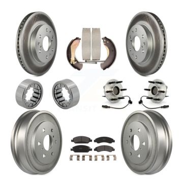 Front Rear Hub Bearing Coat Brake Rotor Pads Shoe Kit (10Pc) For Chevrolet Silverado 1500 KBB-111421