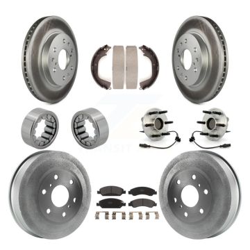 Front Rear Hub Bearing Coat Brake Rotor Pad Shoe Kit (10Pc) For GMC Sierra 1500 Chevrolet KBB-111424