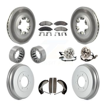 Front Rear Hub Bearing Coated Brake Rotor Pads Shoe Kit (10Pc) For Chevrolet Colorado GMC KBB-111440
