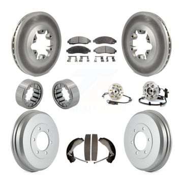 Front Rear Hub Bearing Coated Brake Rotor Pads Shoe Kit (10Pc) For Chevrolet Colorado GMC KBB-111442