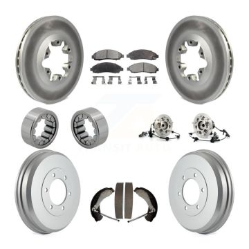 Front Rear Hub Bearing Coated Brake Rotor Pads Shoe Kit (10Pc) For Chevrolet Colorado GMC KBB-111444
