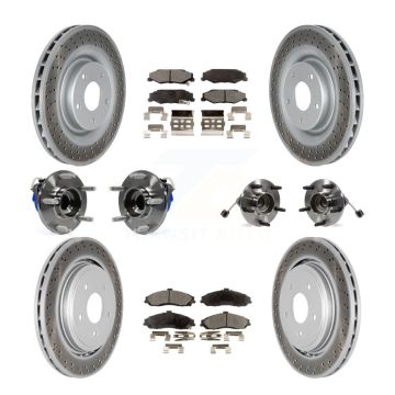 Front Rear Hub Bearing Coated Brake Rotor Pads Kit (10Pc) For Chevrolet Corvette Cadillac KBB-111458