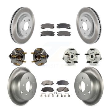 Front Rear Hub Bearing Coated Brake Rotor & Pads Kit (10Pc) For Mitsubishi Eclipse Galant KBB-111493