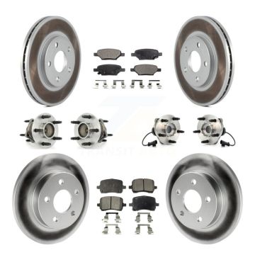 Front Rear Hub Bearings Coated Disc Brake Rotors And Pads Kit (10Pc) For Chevrolet Malibu KBB-111497