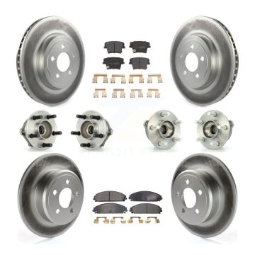 Front Rear Hub Bearing Coated Brake Rotor & Pad Kit (10Pc) For Chrysler 300 AWD with 3.5L KBB-111516