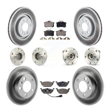 Front Rear Hub Bearings Coated Disc Brake Rotors And Pads Kit (10Pc) For Volkswagen Jetta KBB-111527