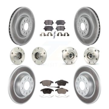 Front Rear Hub Bearing Coated Disc Brake Rotor & Pad Kit (10Pc) For Volkswagen Passat Eos KBB-111529