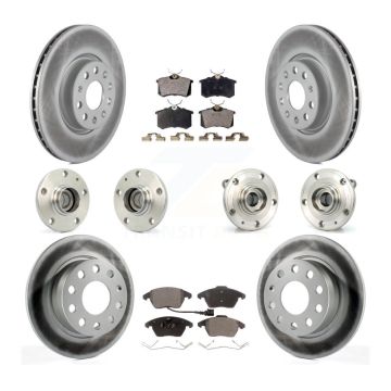 Front Rear Hub Bearing Coated Disc Brake Rotor Pad Kit (10Pc) For Volkswagen Jetta Beetle KBB-111533