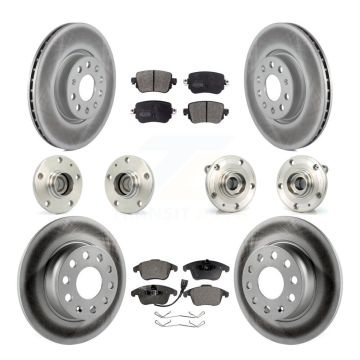 Front Rear Hub Bearing Coated Disc Brake Rotors And Pads Kit (10Pc) For Volkswagen Passat KBB-111536