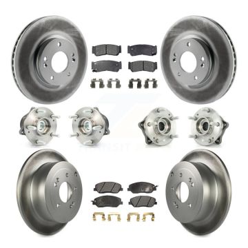 Front Rear Hub Bearing Coat Brake Rotor Pad Kit (10Pc) For 2007-2009 Hyundai Santa Fe FWD KBB-111544