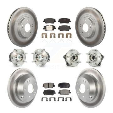 Front Rear Hub Bearing Coated Brake Rotor & Pads Kit (10Pc) For 2014-2015 Kia Sorento FWD KBB-111548