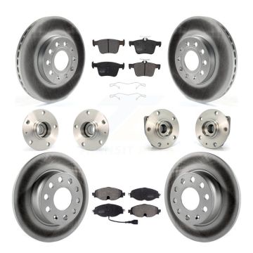 Front Rear Hub Bearing Coated Brake Rotor Pads Kit (10Pc) For 2015-2019 Volkswagen e-Golf KBB-111571