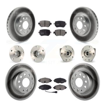 Front Rear Hub Bearing Coated Brake Rotor & Pad Kit (10Pc) For Volkswagen Golf SportWagen KBB-111572