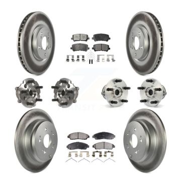 Front Rear Hub Bearing Coated Brake Rotor & Pads Kit (10Pc) For Honda Pilot Acura MDX ZDX KBB-111573