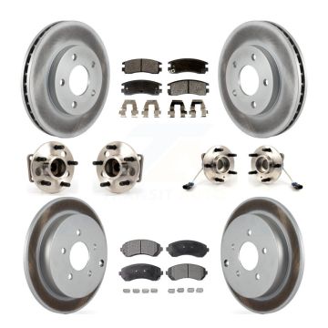 Front Rear Hub Bearings Coated Disc Brake Rotors And Pads Kit (10Pc) For Pontiac Aztek KBB-111581