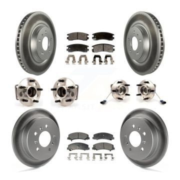 Front Rear Hub Bearing Coated Disc Brake Rotor & Pad Kit (10Pc) For Buick LaCrosse Allure KBB-111586