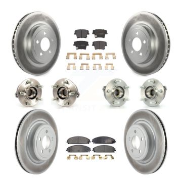Front Rear Hub Bearing Coated Brake Rotor Pads Kit (10Pc) For Dodge Charger AWD with 5.7L KBB-111607