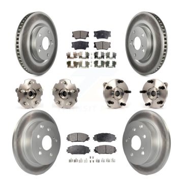 Front Rear Hub Bearings Coated Disc Brake Rotors And Pads Kit (10Pc) For Toyota RAV4 KBB-111625