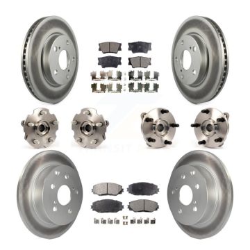 Front Rear Hub Bearings Coated Disc Brake Rotors And Pads Kit (10Pc) For Toyota RAV4 KBB-111626