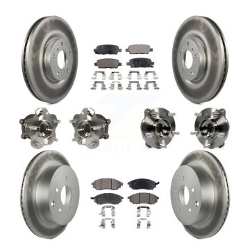 Front Rear Hub Bearing Coated Brake Rotor Pads Kit (10Pc) For 2015-2017 INFINITI QX70 AWD KBB-111634