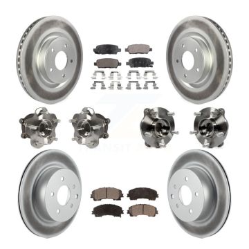 Front Rear Hub Bearing Coated Brake Rotor Pads Kit (10Pc) For 2016-2017 INFINITI QX50 AWD KBB-111638