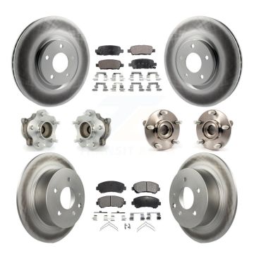 Front Rear Hub Bearings Coated Disc Brake Rotors And Pads Kit (10Pc) For Nissan Sentra KBB-111640