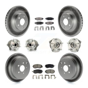 Front Rear Hub Bearings Coated Disc Brake Rotors And Pads Kit (10Pc) For Subaru Impreza KBB-111650
