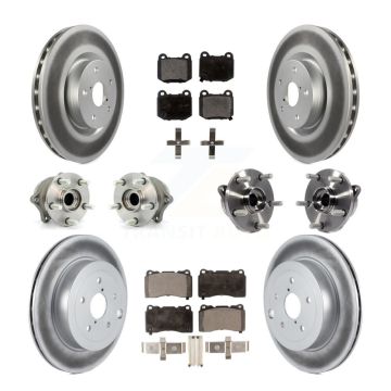 Front Rear Hub Bearing Coated Disc Brake Rotor Pads Kit (10Pc) For Subaru Impreza WRX STI KBB-111654