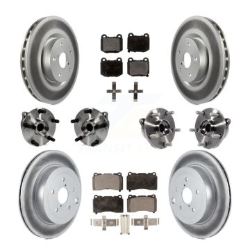 Front Rear Hub Bearing Coated Disc Brake Rotor Pads Kit (10Pc) For Subaru Impreza WRX STI KBB-111656