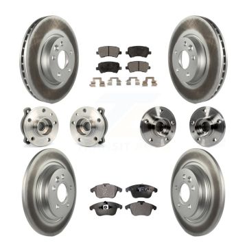 Front Rear Hub Bearing Coated Disc Brake Rotor Pad Kit (10Pc) For 2013-2014 Volvo S60 AWD KBB-111665