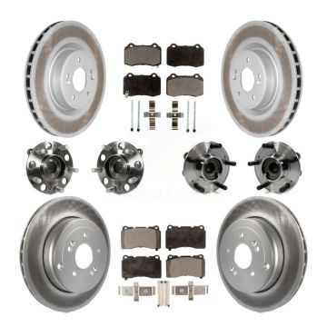 Front Rear Hub Bearing Coated Disc Brake Rotor & Pad Kit (10Pc) For Hyundai Genesis Coupe KBB-111666