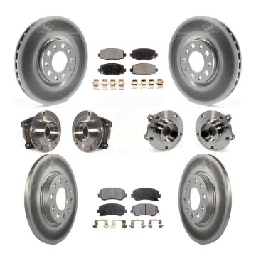 Front Rear Hub Bearing Coated Brake Rotor & Pad Kit (10Pc) For 2015-2017 Chrysler 200 AWD KBB-111683