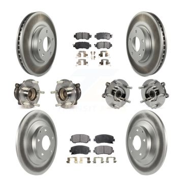 Front Rear Hub Bearing Coated Brake Rotor And Pad Kit (10Pc) For 2013-2015 Mazda CX-5 FWD KBB-111687