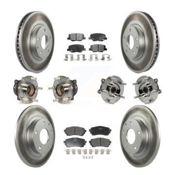 Front Rear Hub Bearings Assembly Coated Disc Brake Rotors And Pads Kit (10Pc) For Mazda 6 KBB-111688