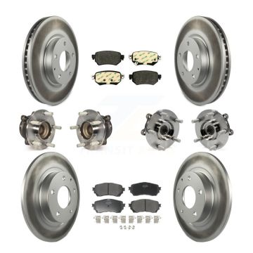 Front Rear Hub Bearing Coated Disc Brake Rotors And Pads Kit (10Pc) For 2016-2018 Mazda 6 KBB-111689
