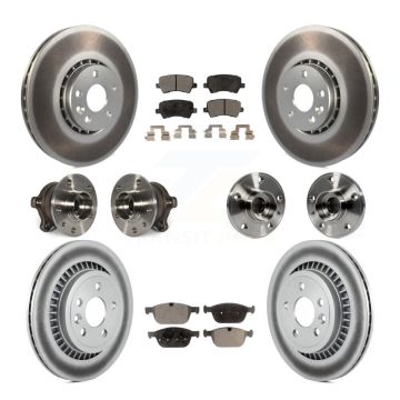 Front Rear Hub Bearing Coated Brake Rotor And Pad Kit (10Pc) For 2010-2015 Volvo XC60 AWD KBB-111691