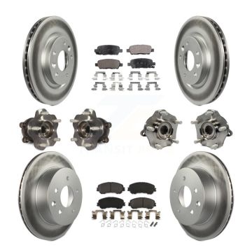 Front Rear Hub Bearing Coated Brake Rotor & Pad Kit (10Pc) For Nissan Rogue Sport Qashqai KBB-111699