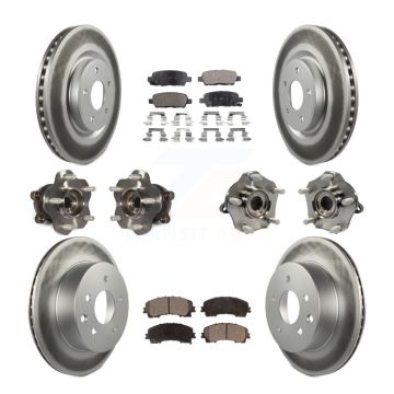 Front Rear Hub Bearings Coated Disc Brake Rotors And Pads Kit (10Pc) For Nissan Rogue KBB-111700