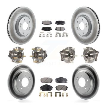 Front Rear Hub Bearing Coat Brake Rotor Pad Kit (10Pc) For 2015 Hyundai Sonata GAS engine KBB-111711