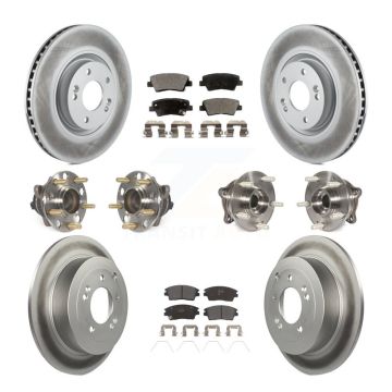 Front Rear Hub Bearings Coated Disc Brake Rotors And Pads Kit (10Pc) For Kia Sportage KBB-111712