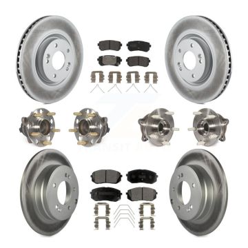 Front Rear Hub Bearing Assembly Coated Disc Brake Rotor And Pad Kit (10Pc) For Kia Optima KBB-111713