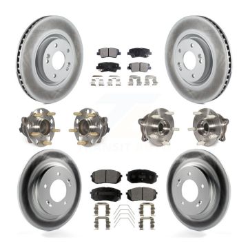 Front Rear Hub Bearing Coat Brake Rotor Pad Kit (10Pc) For 2016 Hyundai Sonata GAS engine KBB-111714