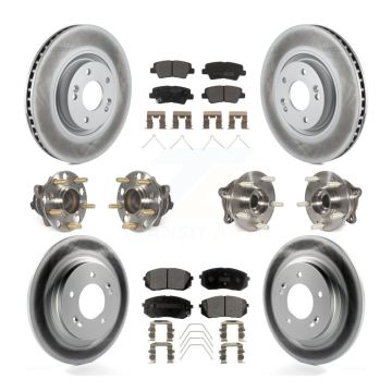 Front Rear Hub Bearing Assembly Coated Disc Brake Rotor And Pad Kit (10Pc) For Kia Optima KBB-111715